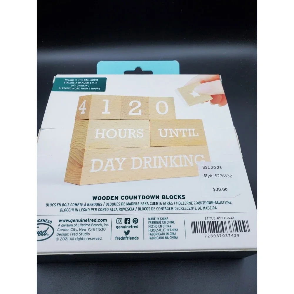 New In Box Who's Counting Wooden Countdown Blocks By FRED Parenting Edition Cute